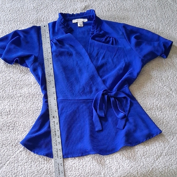 Monteau Vibrant Blue Wrap Blouse - Picture 4 of 5